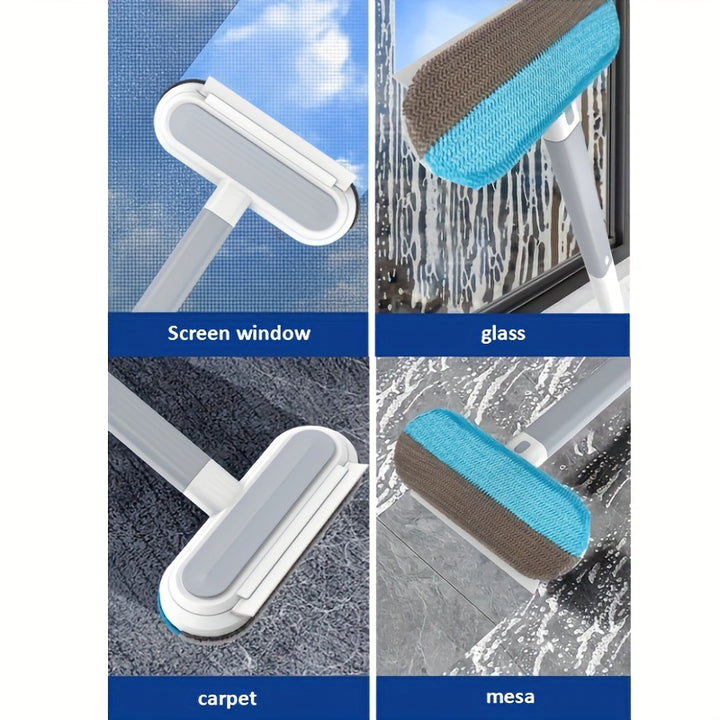 1pc Three-in-One Non-Disassembly Multi-Functional Cleaning Brush, Dual Purpose Dry and Wet Tool for Screen, Window, and Glass Cleaning with Mesh Brush, Scraper, and Gap Brush