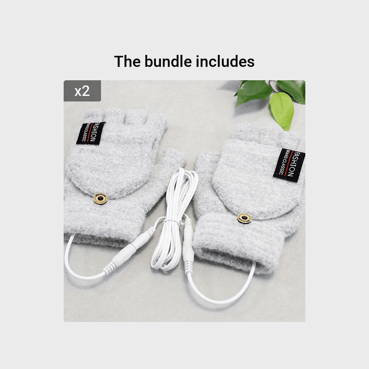 [Heated Fingerless] USB Heating Gloves | Knitted Fingerless | Washable Design | Winter Hand Warmth | Laptop Gloves