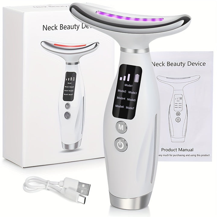 Facial And Neck Massager, 7 Modes, Rechargeable USB, Face Massage Care Tool, Perfect Gifts For Women