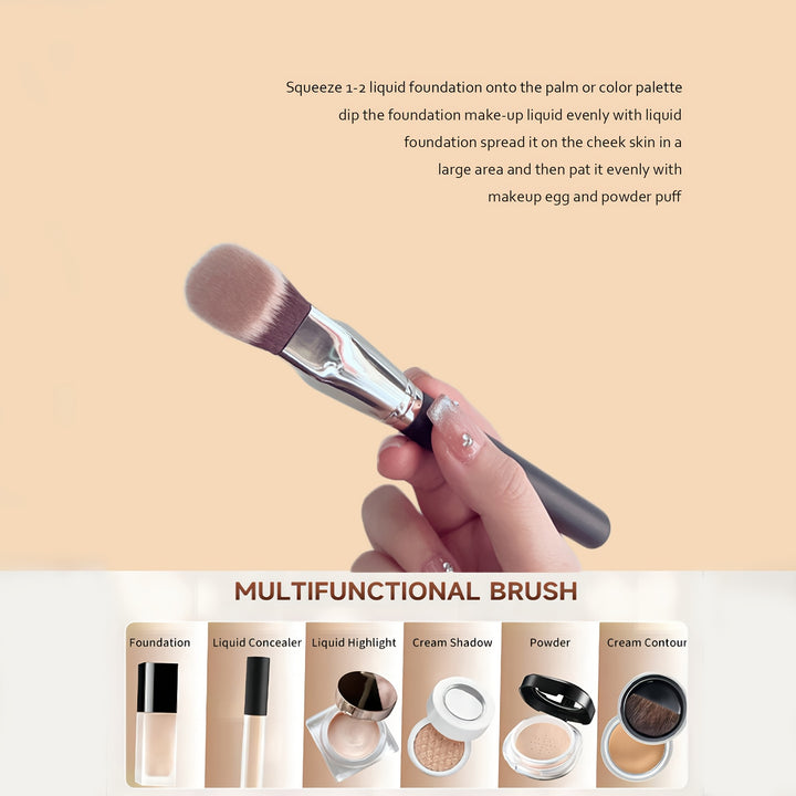 Large Angled Synthetic Foundation Brush - Fragrance-Free, Ideal for Contouring & Blending, All Skin Types