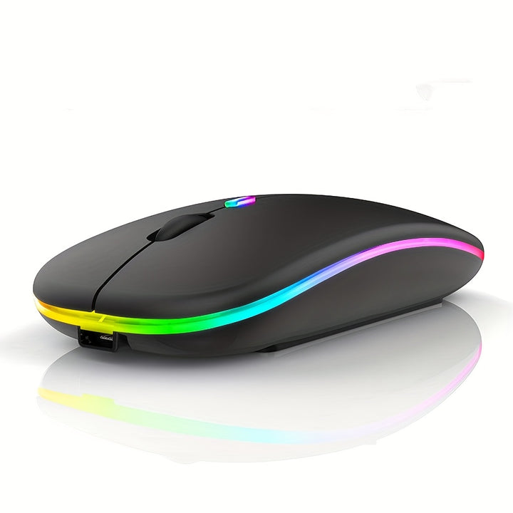 Wireless Mouse, LED Dual-Mode Rechargeable Silent Ultra-Thin Laptop Mouse, Ergonomically Designed, Portable Dual-Mode Computer Mouse, Suitable for Laptops, Desktops, Tablets, Mobile Phones, Mac, BalanceFit