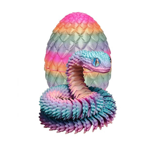 3D Printed Snake and Surprise Egg Set with Articulated Joints - Colorful Home and Office Decorative Desktop Ornaments, Suitable for Various Room Decorations, Suitable for Halloween, Christmas, Thanksgiving Gifts. Eye Color is