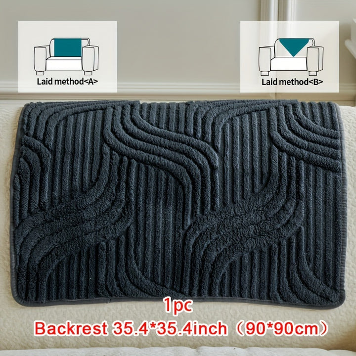 [1pc Breathable Sofa Cover] 1pc Plush Non-Slip Sofa Cover, Modern Luxury, Pet-Friendly, Breathable, Fashionable Home Decor, Suitable for Living Room, Bedroom, Office, Polyester Fabric, Machine Washable, No Print, 250-300g Squ