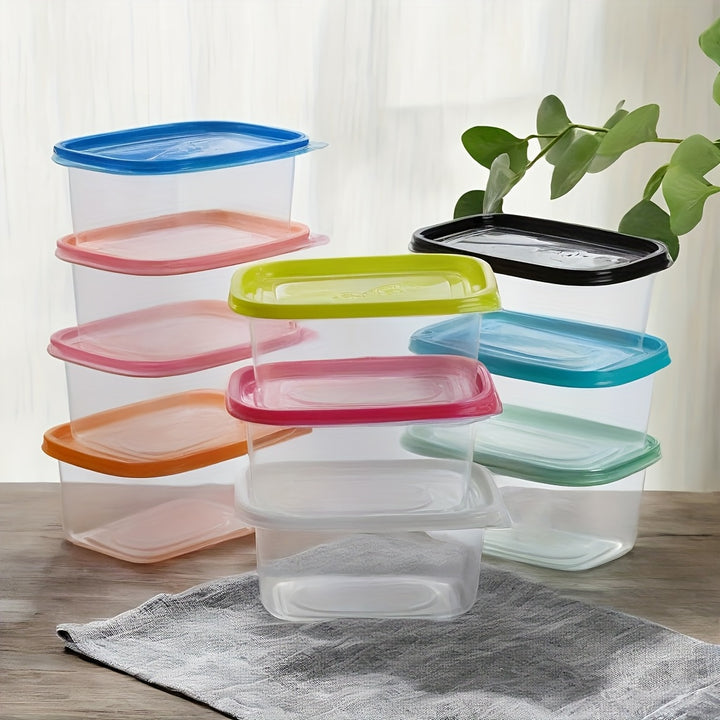 10pcs Stackable Food Storage Containers with Lids, BPA-Free Plastic Lunch Boxes, Suitable for Grains, Meat, Fruits, and Vegetables - Dishwasher and Microwave Safe