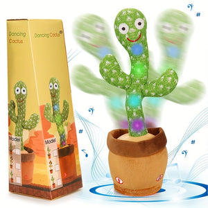 1pc Jouet Dansant Lumineux Répète Ce Que Vous Dites Jouet Dansant Drôle et Astucieux Cactus Emballage en Boîte Couleur Décoration d'Intérieur Ornement pour Halloween/Noël/Nouvel An/Cadeau d'Anniversaire (sans Pile)