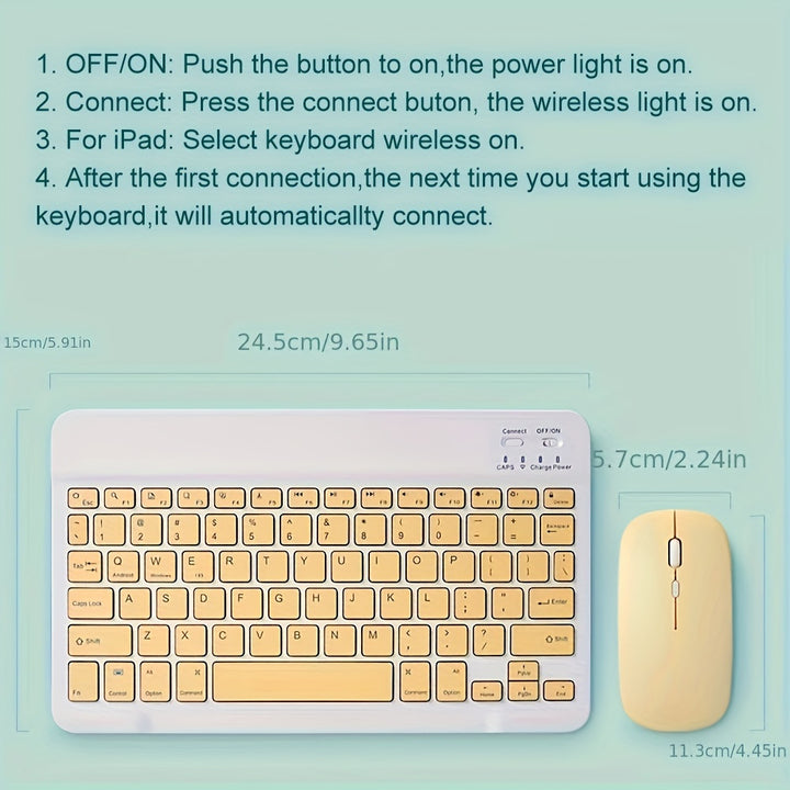 Ultra-Slim Wireless Keyboard And Mouse Set, Portable BT Keyboard And Mouse Combo, Suitable For IPad, Tablet, Laptop, Office Computer Keyboard.