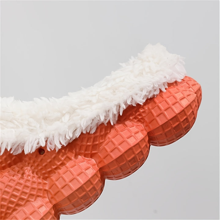 Women's Fleece Lined Bubble Slides, Non-Slip Soft Sole Warm Slippers