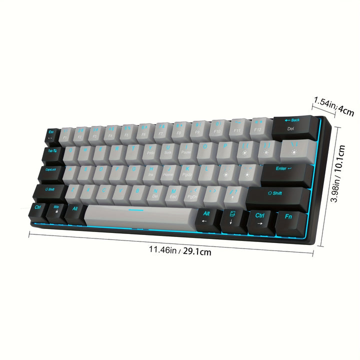 MageGee 60% Mechanical Keyboard, Gaming Keyboard With Blue Switches And Sea Blue Backlit Small Compact 60 Percent Keyboard Mechanical, Portable 60 Percent Gaming Keyboard Gamer