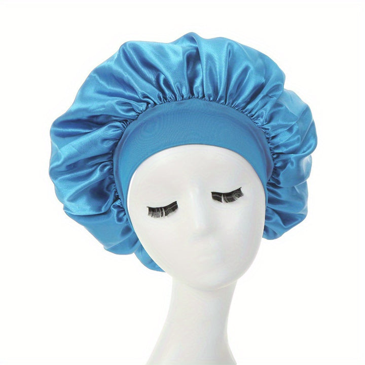 1 pieza de Bonete de Satén Sedoso para Cabello Rizado - Gorro de Noche de Banda Ancha para Niñas y Mujeres - Funda para el Cabello Suave y Cómoda para Dormir y Estilizar