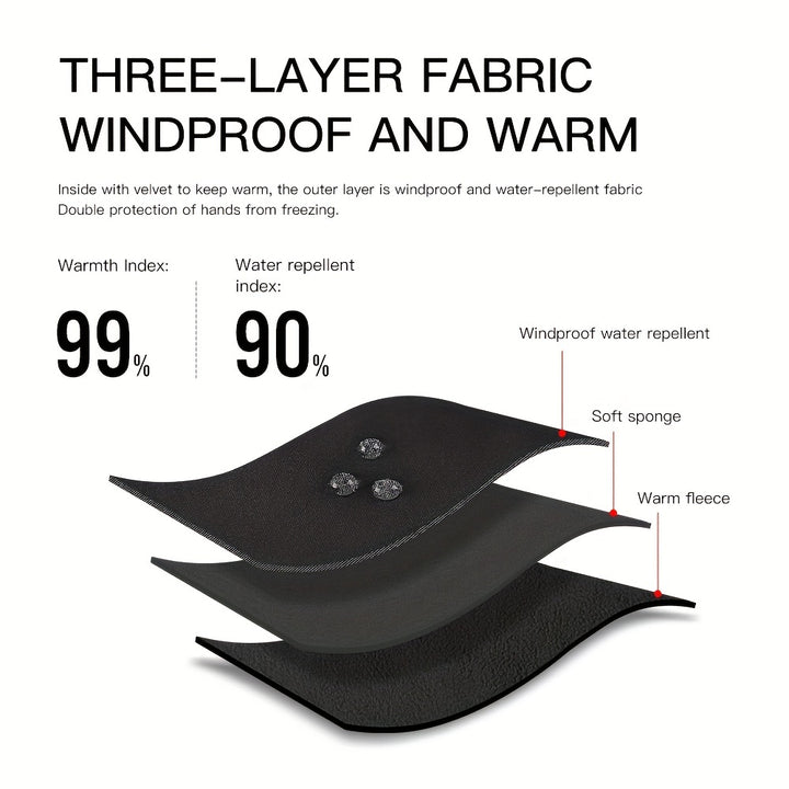 Warm Touchscreen-Friendly Vilico Winter Cycling Gloves - Windproof Polyester Ski & Bike Gloves with Zipper Closure and Adjustable Strap, Available in Black, Charcoal, and Blue