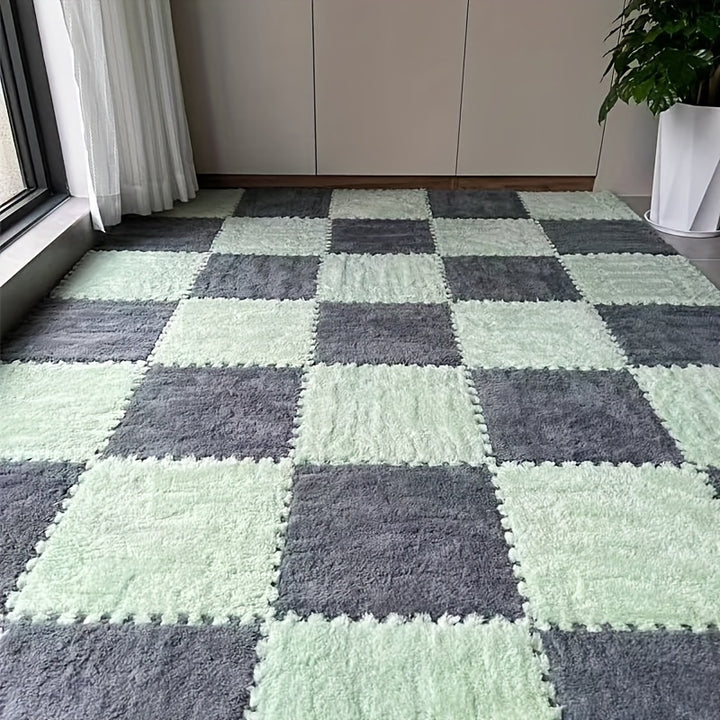 [40 piezas de Alfombra Moderna de Felpa Engrosada] 40 piezas de Alfombra de Parcheo Moderna de Felpa Engrosada para Dormitorio, Sala de Estar, Cuarto de Abrigos, Renovación de Casa de Alquiler, Adecuada para Todas las Estaciones