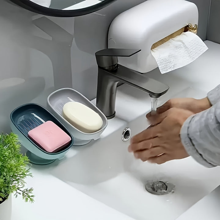 2-in-1 Bathroom Soap Holder with Dual Storage for Round, Square, and Large Soap Bars, No Fragrance Added - Multicolor Packaging
