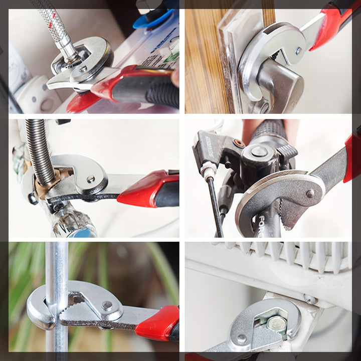 High Carbon Steel Double-Head Adjustable Wrench, High Torque Gear Movable Pipe Pliers, Non-Slip Handle, Durable Material of High Carbon Steel, Suitable for Daily Repair and Maintenance at Home Indoor and Outdoor, KPX