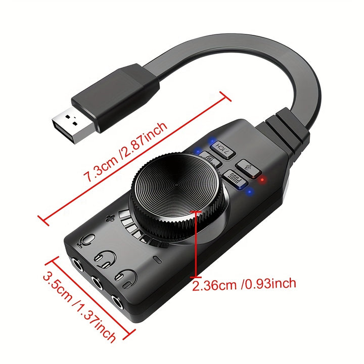 7.1 Channel External USB Computer Game Audio Card For Gaming External USB 3.5mm Adapter Audio Card Plug And Play PC Laptop