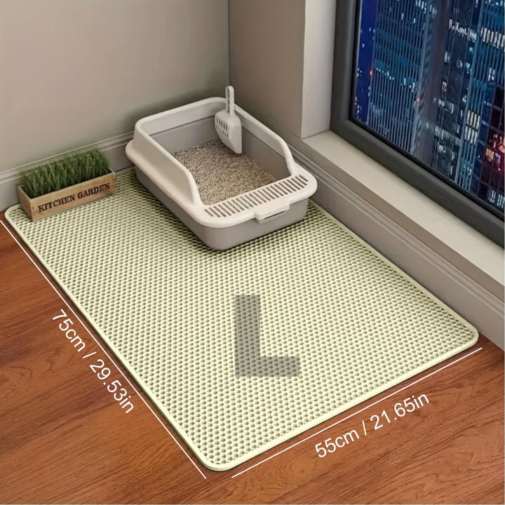 Extra-Large Double-Layer Cat Litter Mat Made of EVA Material, Designed to Prevent Splashes And Leaks, Keeping Litter Contained. It Is Non-Slip, Washable, Waterproof, Odor-Resistant, And Easy to Clean - Perfect for Litter Boxe