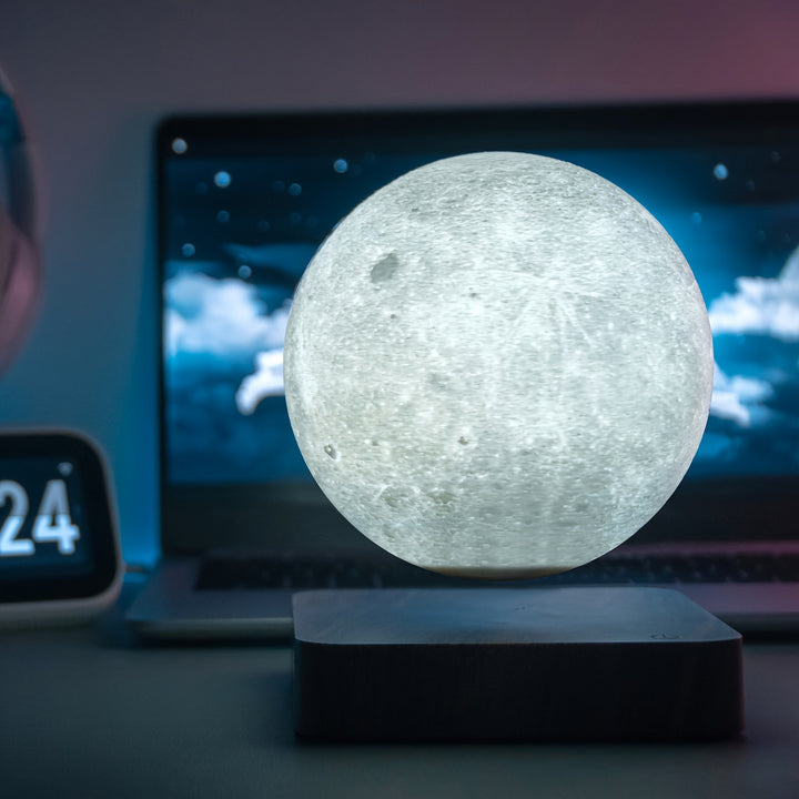 Romantic Decorative Interior Atmosphere Lamp Star Night Light Moon Levitating Moon Table Lamp, Magnetic Floating Night Light With 3 Lighting Modes, 3D Printed Levitation Bedside Table Lamp For Office Bedroom Home Decoration