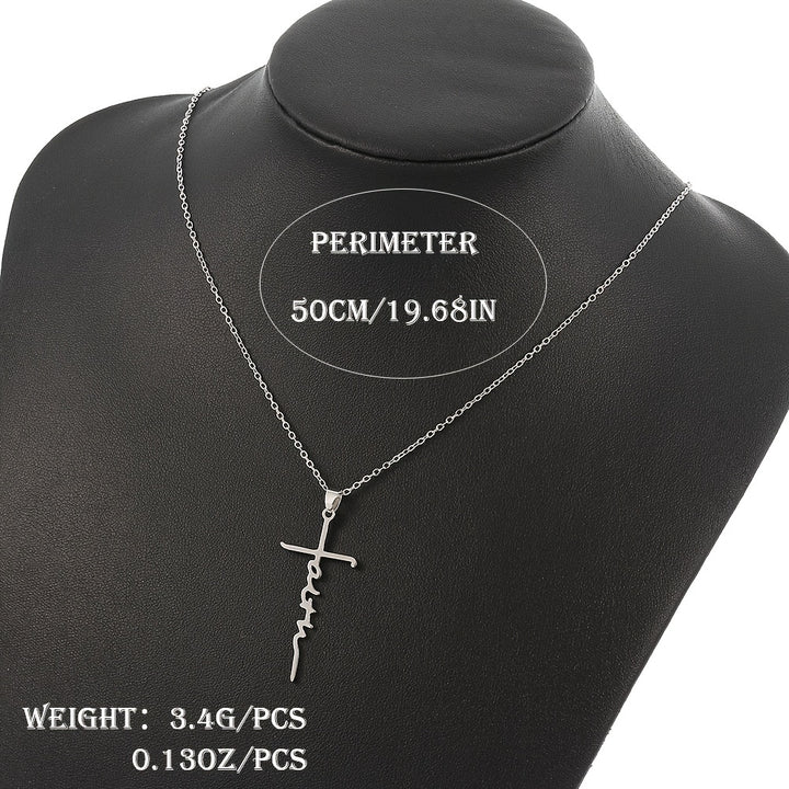 1pc New Stainless Steel Faith Word Church Prayer Religious Pendatn Necklace