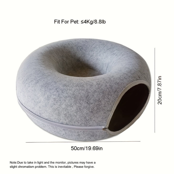 Spacious Multi-Cat Donut Bed - Detachable, Washable, Scratch-Resistant, Large Capacity for Indoor Cats - Perfect for Big Felines and Multiple Pets