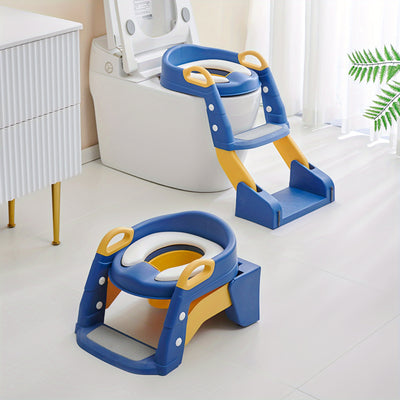 Foldable Baby Potty Training Seat With Ladder, Adjustable Height, Non-Slip Feet, Easy Cleaning, Perfect Gift For Kids' Potty Training, Ideal For Christmas, Halloween, Thanksgiving (Blue)