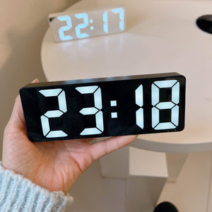 1pc Latest Digital Clock, LED Alarm Clock For Bedroom, Electronic Desktop Clock With Temperature Display, Adjustable Brightness, 12/24 Hours, Hour Clock For Bedroom (No Battery And Adapter)