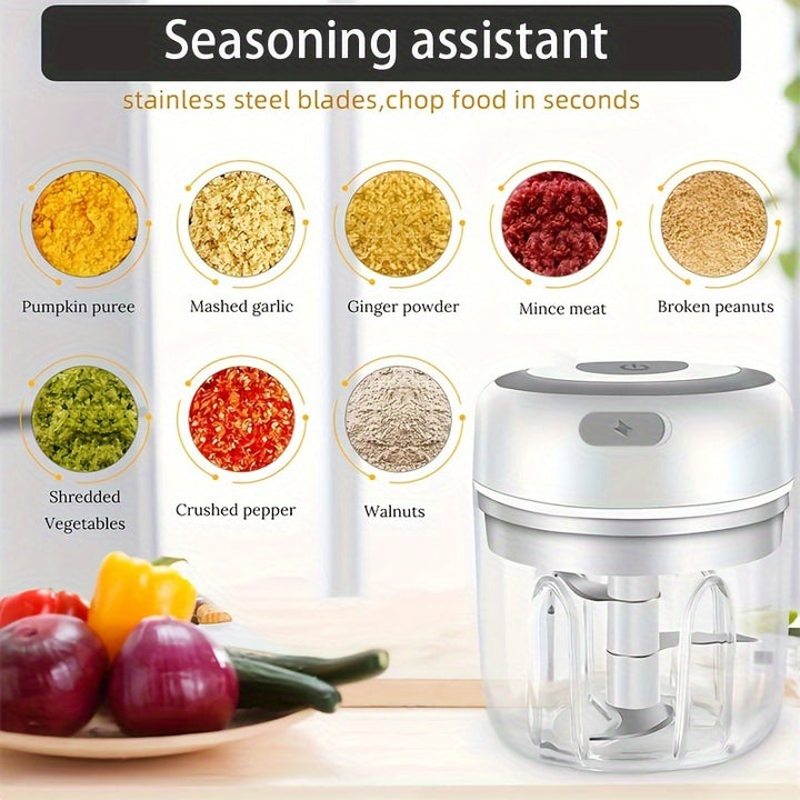1pc 250ml USB Rechargeable Mini Garlic Mincer - Automatic Kitchen Cooking Machine for Multi Scene Use with Various Colors