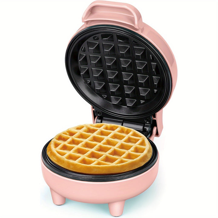Compact 550W Mini Waffle Maker with Ready Indicator Light, Cool Touch Handle, and Non-Stick Coating - Green