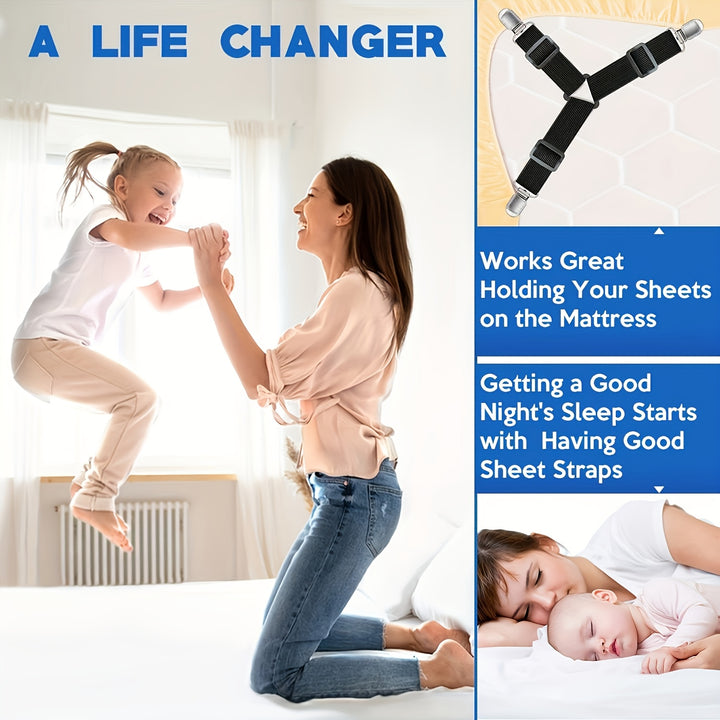 4pcs Sheet Holder Strap Sheet Holder Sheet Holder Buckle - Adjustable Elastic Sheet Holder For Wrinkled Sheets