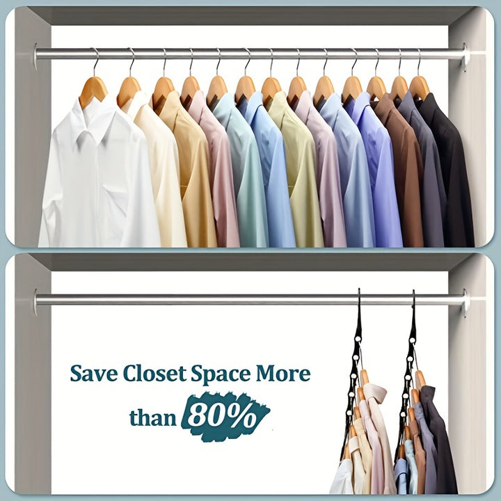 6 Pack Magic Hangers - Ultra-Durable Closet Space Saver - Effortlessly Organize Heavy Clothes with Multi-Functional Sturdy Plastic Hangers - Maximize Storage, Ideal for Coats & Dresses