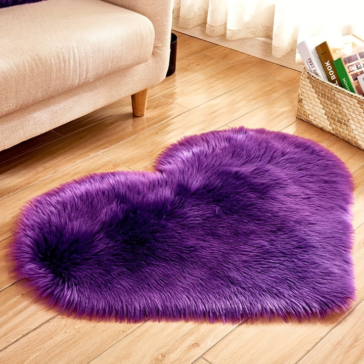 Heart Shaped Fluffy Shaggy Faux Fur Rug - 1pc Plush Carpet for Living Room Bedroom Sofa - 50*60cm/19.68*23.62in Area Mat