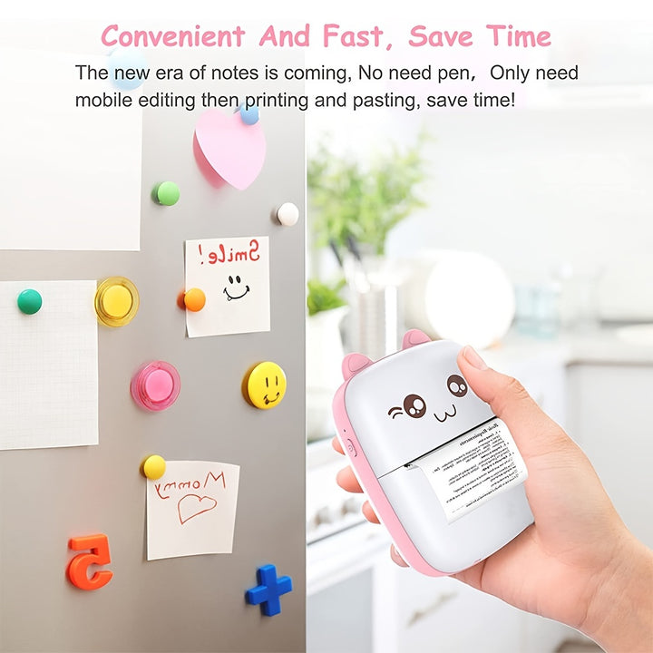 A Tree Science Portable Mini Printer - Cute Cartoon Design, Wireless Thermal Printing, Inkless & USB Rechargeable, 1200mAh Battery, Compatible with Android & iOS Smartphones - Perfect for Home Office, Study, Labels, Photos &