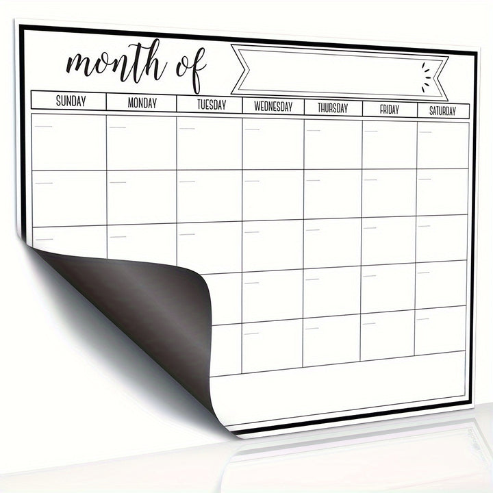 1pc Magnetic Fridge Calendar - Strong Magnetic Backing, Smooth Dry Erase Surface, Practical Calendar, Durable Whiteboard - Perfect for Kitchen Organization, Meal Planning, Family Planners, Reminders, and Notes on Refrigerator