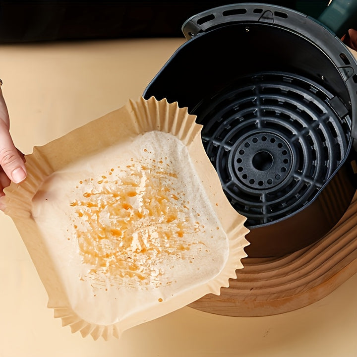 30/100 Pcs Non-Stick Air Fryer Liners - Easy Cleanup, Healthy Cooking, Single Sheets for Baking, Roasting & Microwaving - Ideal for Home & Commercial Kitchen