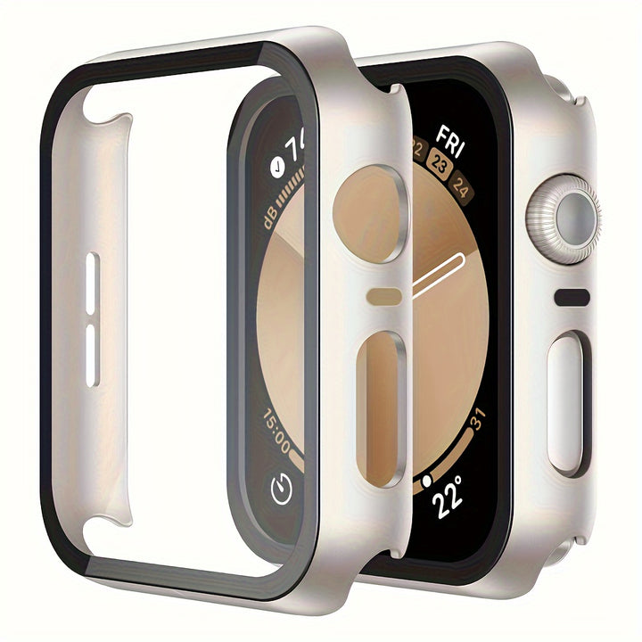 Coque en PC dur ultra-mince et cristal clair avec protecteur d'écran en verre trempé HD pour Apple Watch Series Ultra/10/9/8/7/6/5/4/SE - Bumper à couverture complète résistant aux rayures