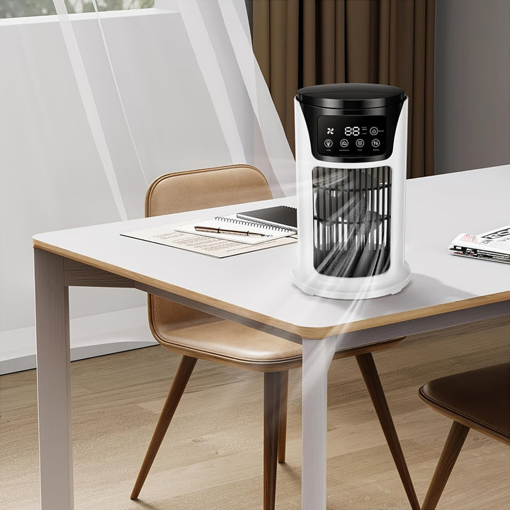 Portable 3-in-1 Air Conditioner, Humidifier & Fan - USB-Powered Cooler with Digital Display, Sleek White Design for Home & Office, Evaporative Cooling Technology, Compact & Lightweight, Portable Air Conditioner, Home Cooling