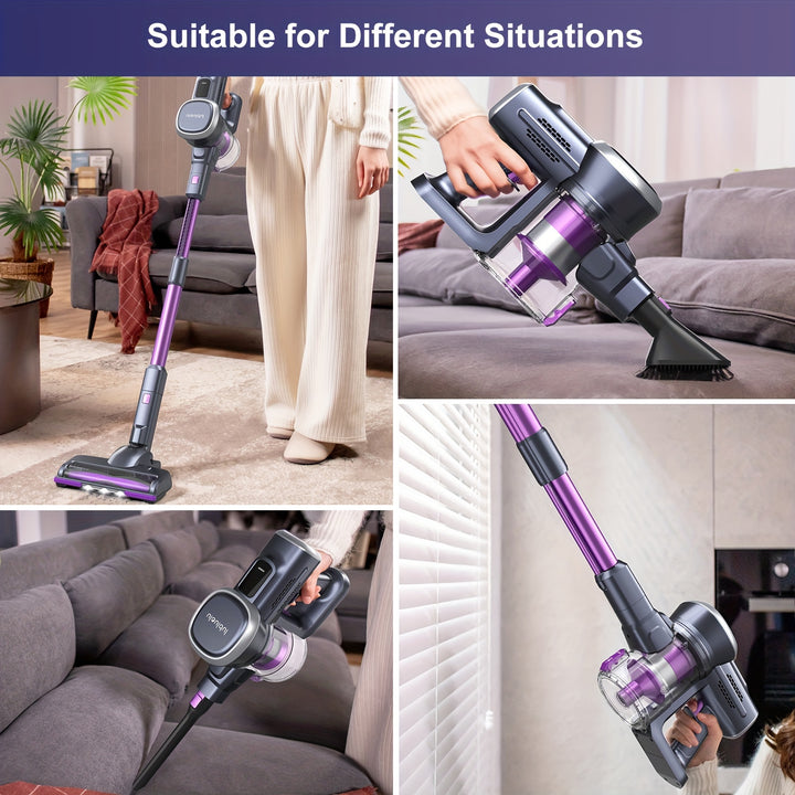 Lubluelu 202 Cordless Stick Vacuum Cleaner, 25KPa Powerful, Lightweight, 6-in-1, No Cord, for Carpet, Floor, Pet Hair, Hard Surface, 110V-240V, European Plug, 2200mAh Lithium Battery, Aluminum Material