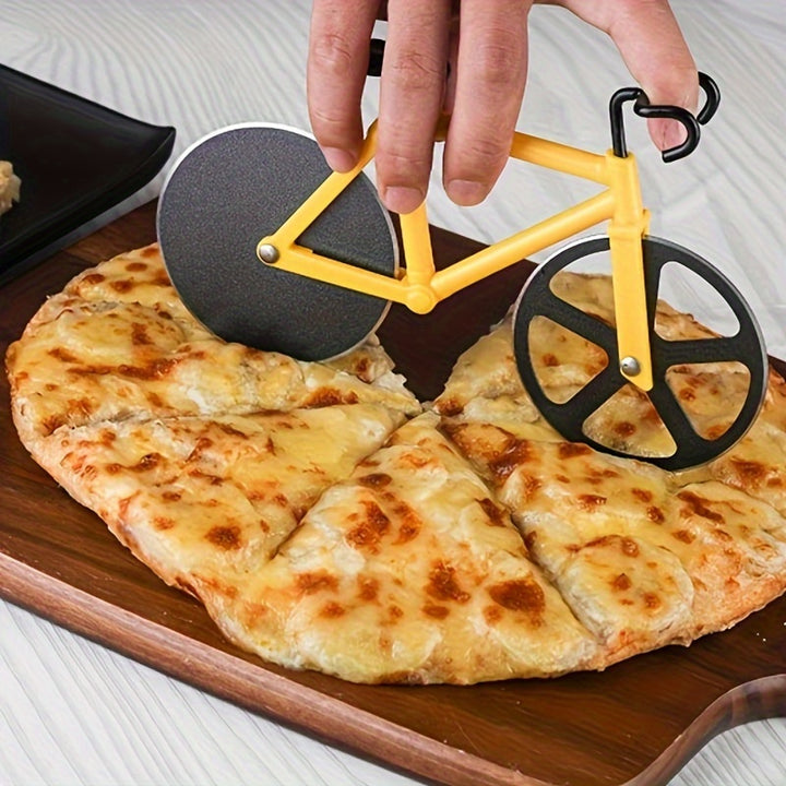 1pc Creative Bicycle-Shaped Pizza Cutter with Dual Stainless Steel Wheels - Easy-Clean, Stand-Up Design for Pizza, Bread & Dough Cutting - Ideal Gift for Pizza Lovers & Cyclists