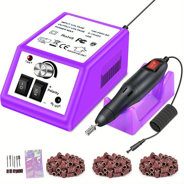 156pcs Professional Electric Nail Drill Machine Set - Low Noise, Vibration-Free, Adjustable Speed, LED Light, Ergonomic Design - For Acrylic Nail, Gel Art, Nail Polish Remover, Pedicure, Glazing, Polishing, and Grinding