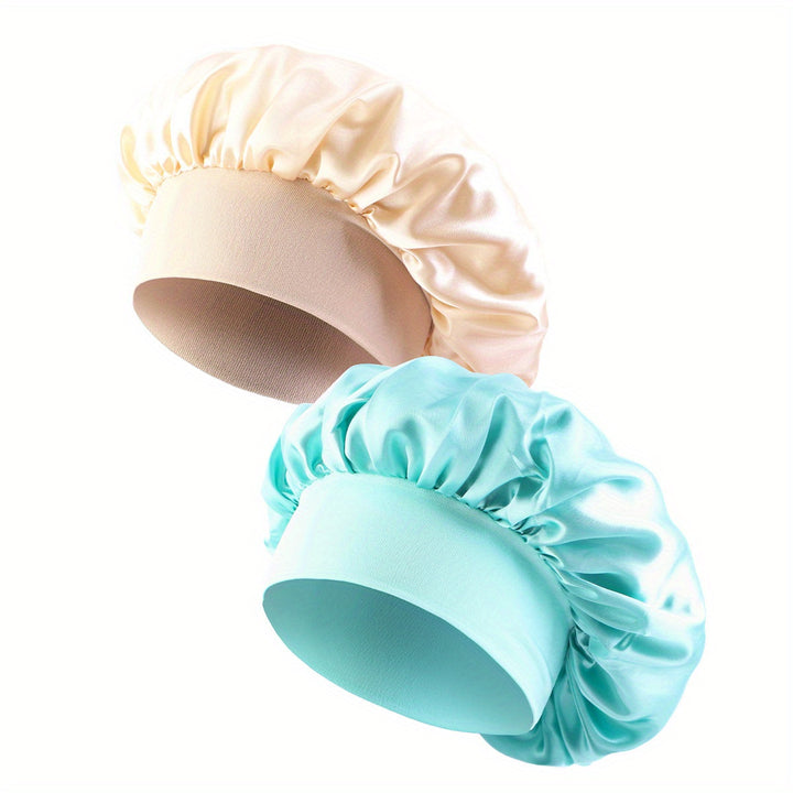 2 pièces Bonnet de sommeil à large bord coloré Diamètre 30 cm Bonnet de beauté Bonnet de maquillage