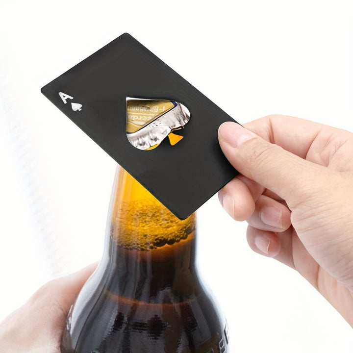 Spade Slice Card Beer Soda Corkscrew - Creative Playing Card Shape Corkscrew. Stainless Steel Bottle Picker.