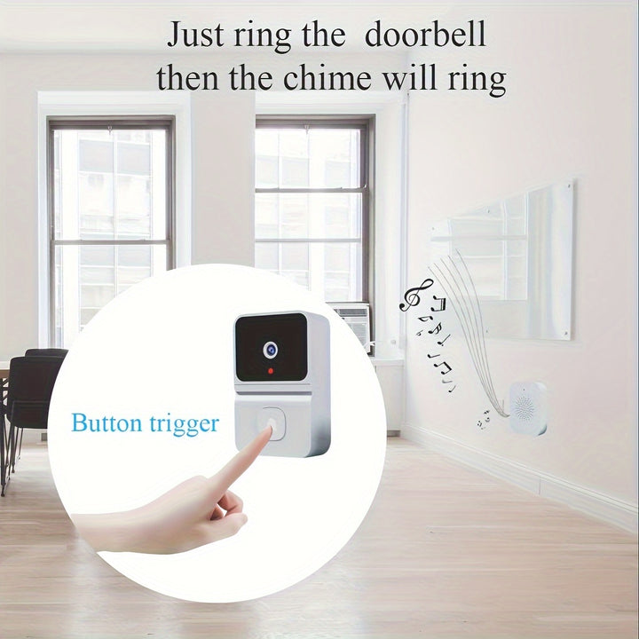 Wireless Smart WiFi Doorbell with 1pc Built-in Battery - 2-Way Audio, Night Vision, Low Power Consumption Security Camera - USB Rechargeable, Sleek Black Design, Advanced Audio Technology, Supports 2.4G WiFi for Easy Home Sur