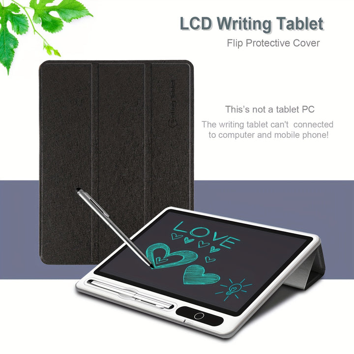 23.62cm LCD Writing Tablet With Leather Protective Case, Drawing Board Digital Handwriting Pad Doodle Board, Gifts For Students/Adults And Christmas, Writing Supplies For Family School Or Office Supplies