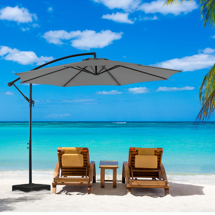 9 FT Outdoor Umbrella, Outdoor Furniture, Patio Table Umbrella With Push Button Tilt And Crank, Pool Beach Yard Umbrella For Commercial & Residential With 8 Sturdy Ribs