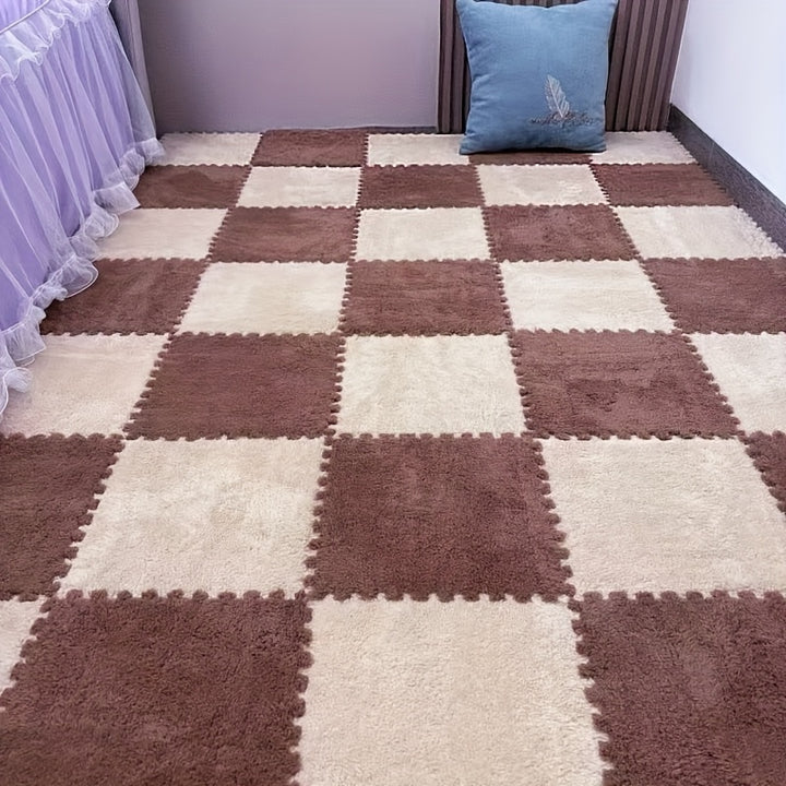 [40 piezas de Alfombra Moderna de Felpa Engrosada] 40 piezas de Alfombra de Parcheo Moderna de Felpa Engrosada para Dormitorio, Sala de Estar, Cuarto de Abrigos, Renovación de Casa de Alquiler, Adecuada para Todas las Estaciones