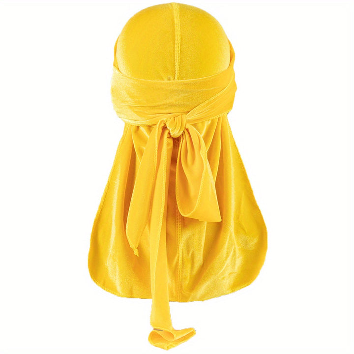 Durags en velours pour hommes - Longue queue, brillant, bonnet pour cheveux stylés