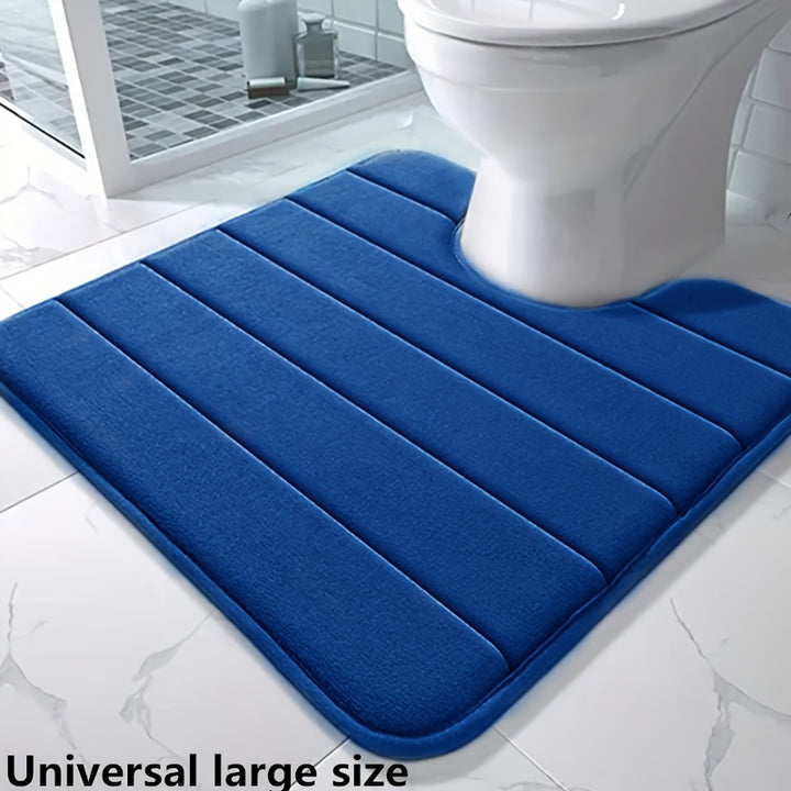 Soft and Comfortable 1pc Memory Foam U-Shaped Bath Rug - Super Absorbent and Anti-Skid Bathmat - Bathroom Accessories and Decor for Fall