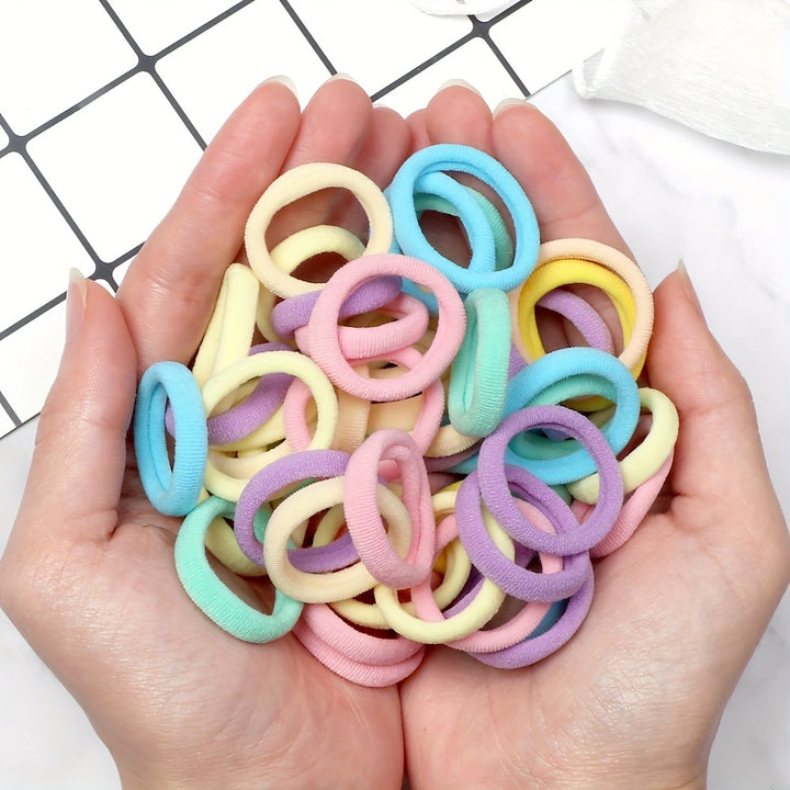 50pcs/Set Women   Basic Hair Bands 4cm Simple Solid Colors Elastic Headband Hair Ropes Ties Hair Accessories Ponytail Holder