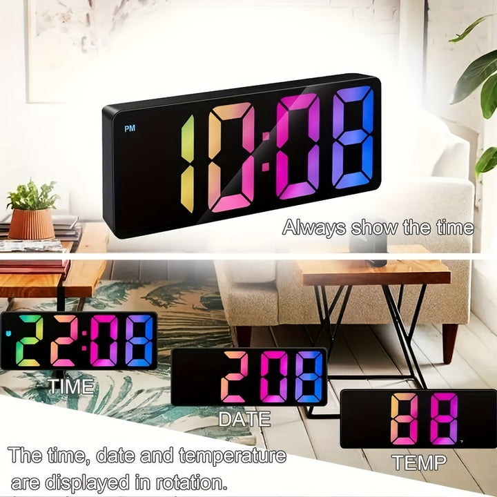 LED Digital Alarm Clock with Temperature Display - 3-Level Brightness, Silent Operation, USB Powered - Perfect for Bedroom & Home Decor