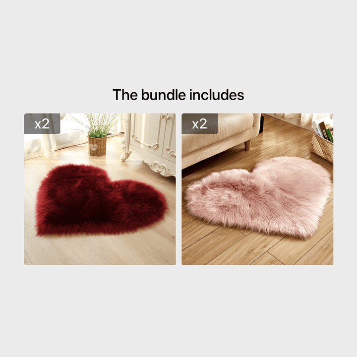 Heart Shaped Fluffy Shaggy Faux Fur Rug - 1pc Plush Carpet for Living Room Bedroom Sofa - 50*60cm/19.68*23.62in Area Mat