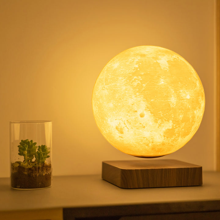 Romantic Decorative Interior Atmosphere Lamp Star Night Light Moon Levitating Moon Table Lamp, Magnetic Floating Night Light With 3 Lighting Modes, 3D Printed Levitation Bedside Table Lamp For Office Bedroom Home Decoration