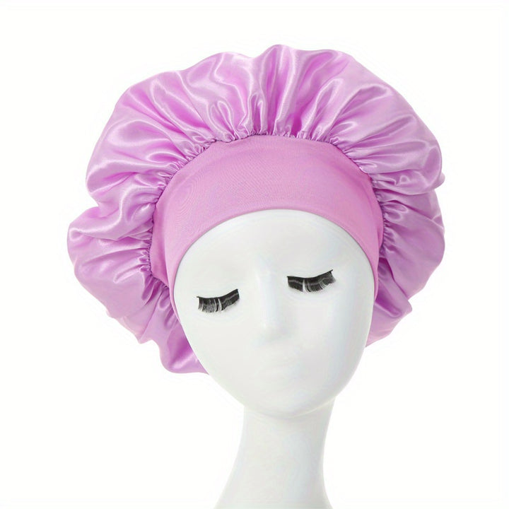 1 pieza de Bonete de Satén Sedoso para Cabello Rizado - Gorro de Noche de Banda Ancha para Niñas y Mujeres - Funda para el Cabello Suave y Cómoda para Dormir y Estilizar